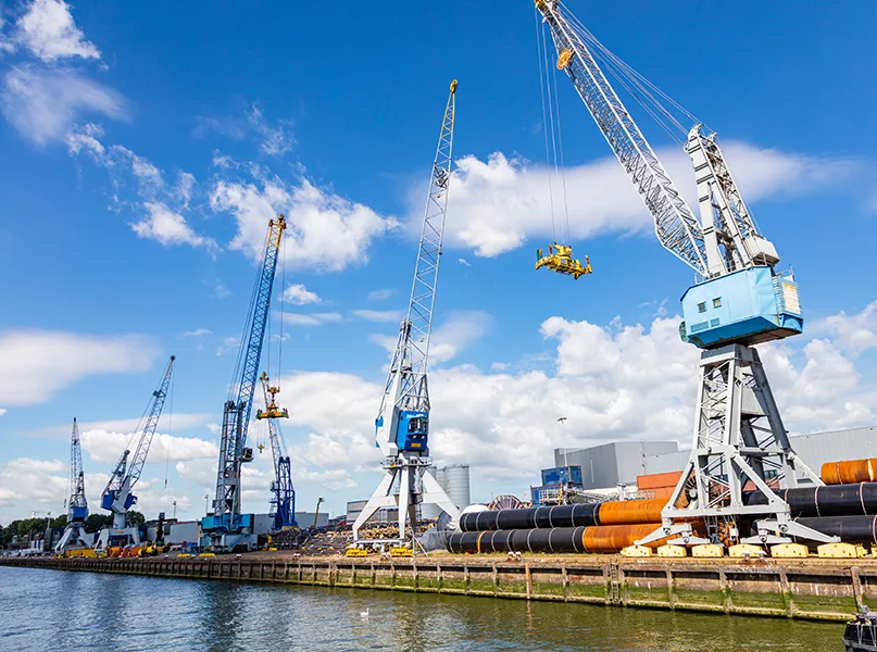 Cranes at port of Rotterdam