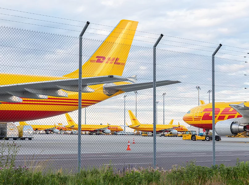 Schkeuditz, Germany - 29th May, 2022 - Cargo planes parked on Leipzig Halle airport terminal