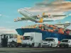 Logistics import export of containers cargo freight ship, truck