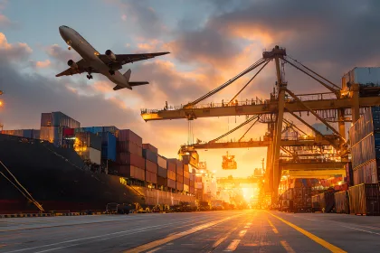 Logistics and transportation of Container Cargo ship